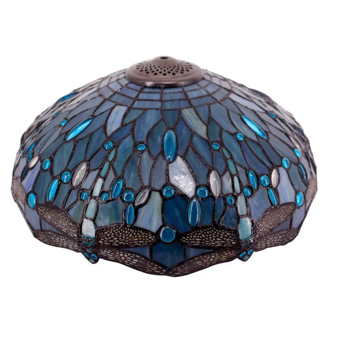 Sea Blue Stained Glass Dragonfly Lampshade Replacement 16 Inch For Table Lamps Floor Lamps Ceiling Fixtures Pendant Hanging Lights