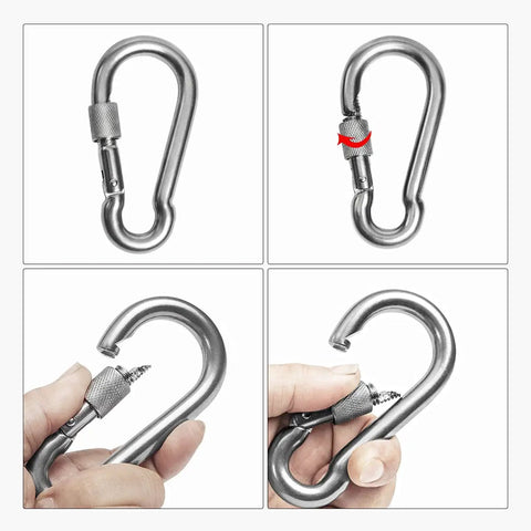 Badass Heavy Duty 304 Stainless Steel Double Ended Swivel Eye Hook With Rust Proof Snap Hooks showcasing dual screw gates and zero twist design.
