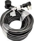 Heavy Duty 50 Amp 250 Volt 10-50 Extension Cord For Electric Range And Oven, 50 Ft, coiled with 3 prong plug and socket