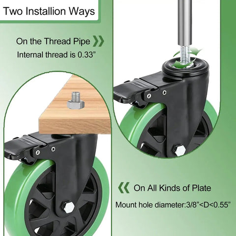 Heavy Duty Six Inch Stem Caster Wheels Delivering A Rock Solid Three Thousand Pound Capacity Dual Swivel Rollers For Furniture And Equipment Built Tight Standard Thread Fit Smooth As Silk Action Super Easy Mount Four Pack installation methods and details