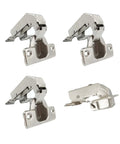 Solid Short Arm Inset Blind Corner Cabinet Hinges With Dead Silent Hydraulic Soft Close For Tight Nook Cupboards And Wardrobes 95 Degree Pivot Concealed 35mm Hardware Built To Last Pack Of Four, polished silver hinges.