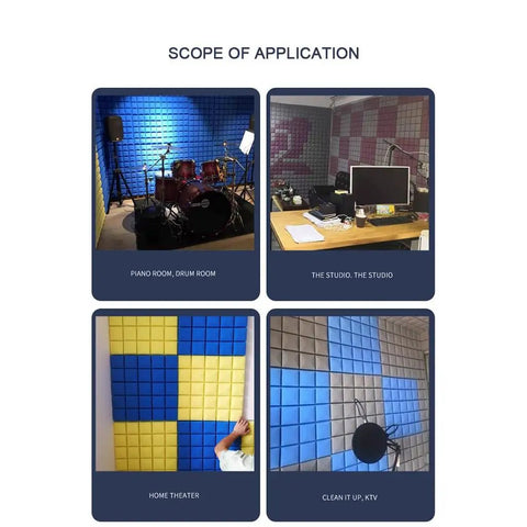Game Changing Sound Insulation Board Acoustic Foam Panels Studio Wedge Tiles For Wall 12 Pack in various setups