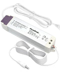 No Brainer 12V 50W Dimmable LED Driver For Light Strips And Accent Lights Triac ELV MLV Compatible With Lutron Leviton Dimmers Smooth Flicker Free Dimming Converts 110V AC To 12V DC compact white metal driver with cords