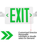 Green LED Exit Sign With Battery Backup And Emergency Lights, 4 Pack, adjustable head dual lamp, fire resistant ABS housing