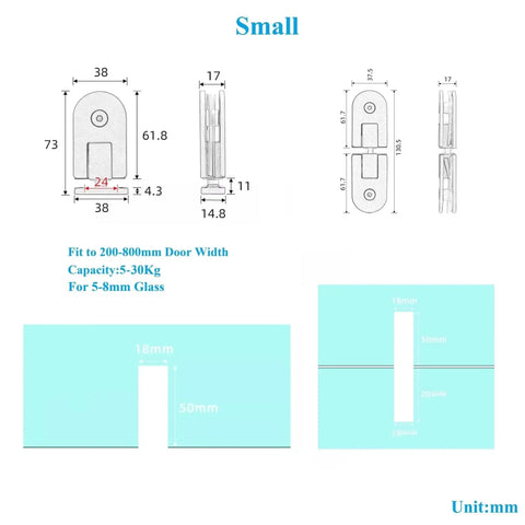 Heavy Duty Frameless Glass Shower Door Hinges Featuring Straight Up Tight Installation And Heckin Smooth Gliding Action That Checks Every Box For Modern Bathroom Renovations Built To Stand The Test Of Time, small size, silver finish, for 5-8mm glass.