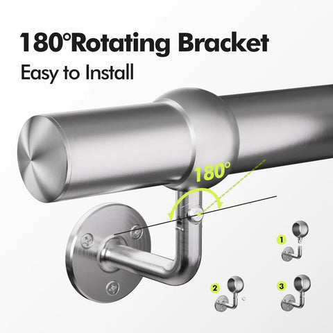 Top Tier Heavy Duty Stair Handrail Kit 30 Inch Stainless Steel 304 Wall Mount Grab Railing System with 180° rotating bracket.