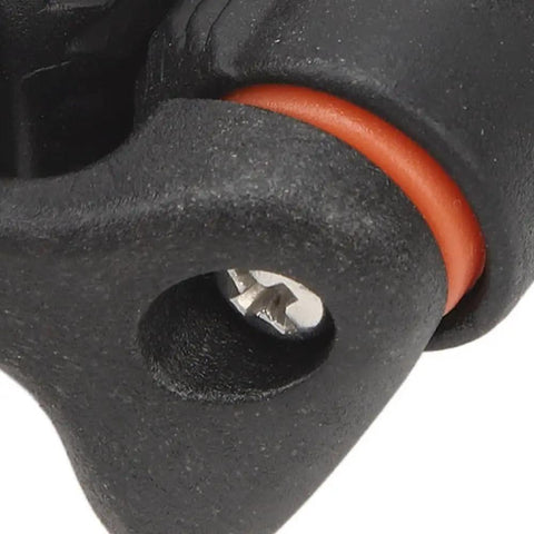 Close-up of Beefy Quick Release Rope Cleat for boats with marine grade cam cleat and ball bearing action, fits 3 to 6mm lines.