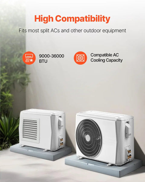 Outdoor AC units on Sturdy Outdoor Mini Split Pad For 9000 To 36000 BTU Ductless AC Heat Pump Systems 38 By 18 By 3 Inch Anti Vibration Pad