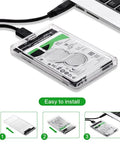 Sata Iii To Usb Three Compact Storage Drive Docking Station Enclosure Case With Uasp Support, clear cover, USB connection, compact design.