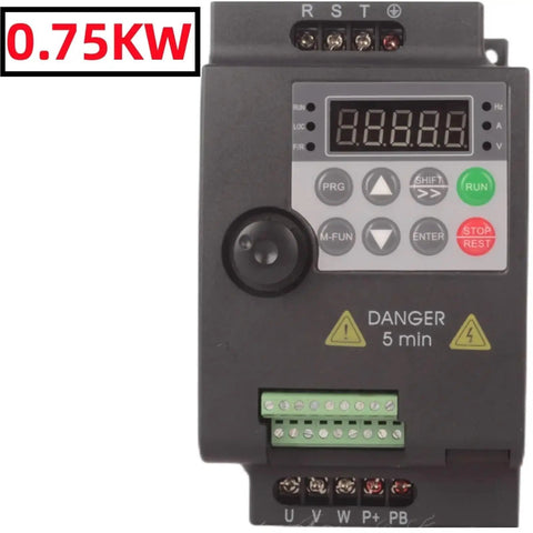 Killer Deal 380V Variable Frequency Drive Inverter With PLC Controlled 0.75KW To 5.5KW Motor Speed Controller VFD Converter Easy Setup Industrial Grade Budget Friendly Electric Motor Regulator Works Great For Heavy Duty Machinery And Shops 0.75kW VFD front view