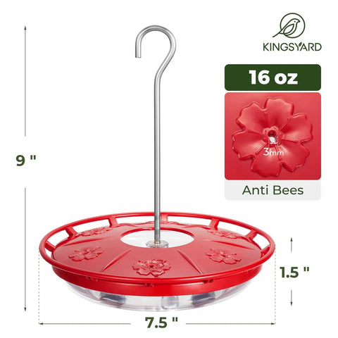 2 Pack 16 Oz Hummingbird Feeders For Outdoors Hanging With 6 Bee Proof Feeding Ports Ant Moat Leak Proof Nectar Dispenser