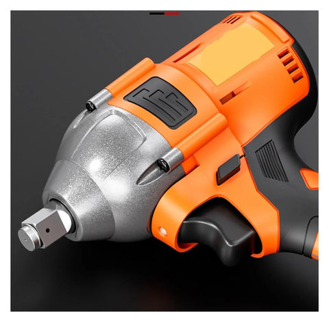 Close-up of Brushless Cordless Impact Wrench High Torque Heavy Electric Power Tool For Car Truck Home Repair with ergonomic grip.