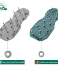Comparison of Pro Grade Metal Lawn Aerator Shoes with steel spikes, showing non-return nut and ordinary nut fastening system.