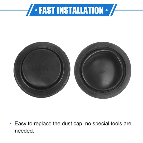 Pair of 65mm Universal Car Headlight Dust Seal Cap Set For Aftermarket Headlamps Xenon LED Lighting, black rubber caps shown