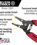 Compact Wire Stripper And Cutter For 8-16 AWG Stranded Wires, lightweight with black-oxide finish, precision edges, USA-made