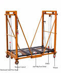 Heavy Duty Electric Forklift Lift with remote control, thickened steel wire rope, anti-slip foot pedal, and wheels for easy movement.