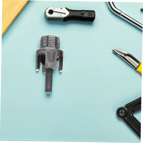 Heavy-Duty 3PC Pipe Threader Tool Kit For Plastic And Metal Water Pipes Steel construction thread cutter with sharp edges.