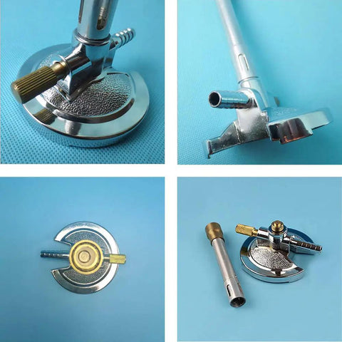 Bunsen Burner For Lab Natural Gas With Flame Stabilizer And Air Mixer, Gas Regulator Included, Propane Compatible, Alloy Steel Base