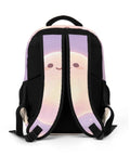 Back view of Dope Spooky Ghost Jack O Lantern Printed Unisex Backpack with breathable straps and durable polyester for comfort and style.