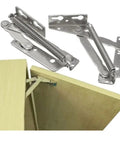 Two Pack Folding Sofa Bed Spring Hinges, 10Kg Load Capacity, 80 Degree Lift Up Stay Flap Cabinet Door Hinges in chrome