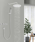 Wall Mounted Shower System 10 Inch Rainfall Shower with Handheld Spray, featuring sleek chrome finish and overhead rainfall.
