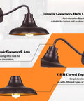Outdoor Barn Light Fixture 2 Pack Gooseneck Wall Lanterns Oil Rubbed Bronze Farmhouse Porch Lighting with classic gooseneck arm