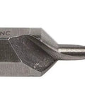 Close-up of Combo Drill Tap Countersink Bit For Up To 10 Gauge Metal with Quick Change Hex, 6-32 NC Deburr and Tap Bit in silver color.