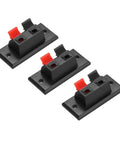 Three pack of two way spring terminal clip push release connector plate jack socket for speaker terminal strip block test clip 45mm mounting