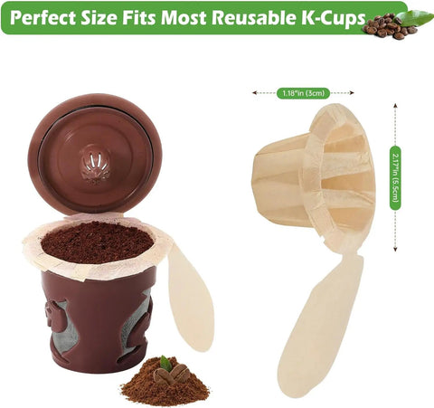 Keurig Compatible Disposable Coffee Filters 300 Pack Natural With Lid No Mess Easy Fill Paper Filters For Keurig Single Serve Machines Fits Reusable Pods And All Keurig Coffee Makers showing filter in reusable pod