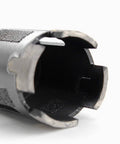 Close-up of a 1-1/2 inch diamond core drill bit for granite/concrete, dry/wet use