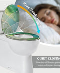 Elongated Toilet Seat Resin Bathroom in green design with slow-close feature, fits most standard toilets, 14.5" x 18.5".