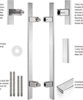 Tough As Nails Heavy Duty Stainless Steel Push Pull Door Handle For Glass And Barn Doors 304 Grade Polished Chrome Finish with parts
