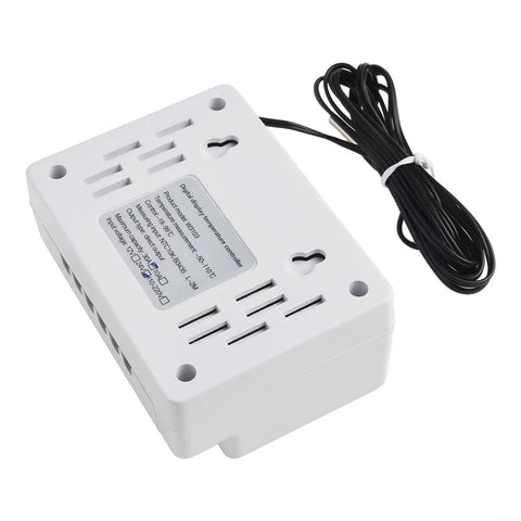 Beefed Up Digital Thermostat Temperature Controller With 30A High Power, Precise Temperature Regulation, Timer Function, Works With 220V AC Or 12V/24V DC, Adjustable Range For Heating And Cooling, Industrial DIY Ready DC24V 600W, white plastic case with wired sensor