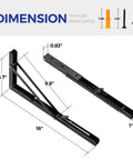 Rock Solid Folding Shelf Brackets 16 Inch Set Of 4 Black Stainless Steel dimensions showcasing size details for wall mount use.
