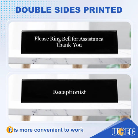 Desk Bell For Service And Reception With Ring Sign, Clear Call Bell For Front Desk, Office, Hotel, Hospital, School, Dinner Bell, Easy To Use, Loud Ring, Double-Sided Sign For Assistance. double-sided printed sign