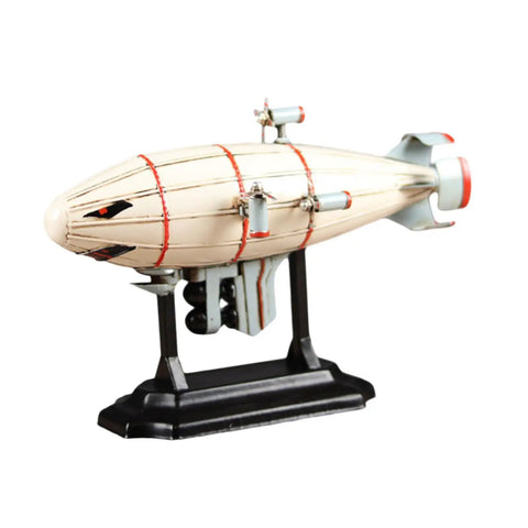 Vintage Airship Diecast Model Ornament With Stand for Home Decor Office Bar Display TV Cabinet Shelf White Large Gift