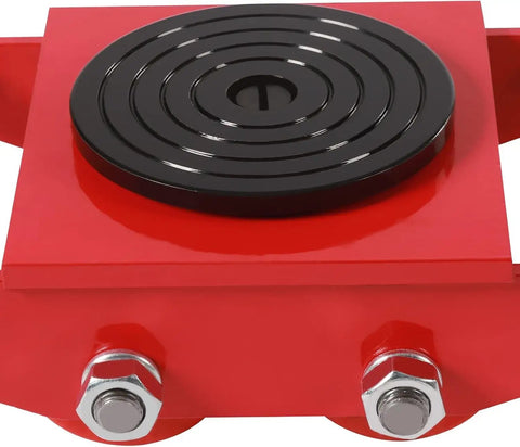 Heavy Duty Machine Skates With 360 Swivel PU Rollers For Industrial Machinery Moving Carbon Steel Base with round black roller.
