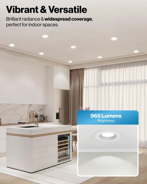Grab A Badass Light Upgrade With This Six Inch Retrofit Led Recessed Can Lights 120 Pack featuring bright illumination in a modern kitchen.