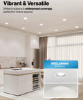 Modern kitchen with 16 Pack 6 Inch LED Canless Recessed Lights With Junction Box, Dimmable, 965 Lumens, 13W, shown installed in ceiling