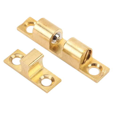 Brass Cabinet Door Catch Set With Dual Ball Snap Lock And Adjustable Tension Includes Gold Screws For Closets Drawers And Cabinets 70mm Two Point Eight Inch Latch System For Secure Closures