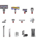V15 Detect Total Clean Extra Refurbished Premium Vacuum Cleaner With Laser Dust Detection attachments and tools displayed