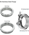 1.75 Inch V Band Clamp With Flange Set For Exhaust System Turbocharger Downpipe And Muffler 304 Stainless Steel Pro Grade Heavy Duty