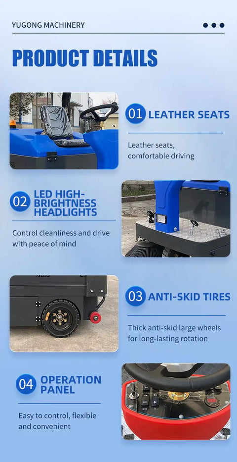 Heavy Duty Ride On Commercial Floor Sweeper For Concrete Industrial Cleaning Machine Warehouse Parking Lot And Logistics Center Maintenance Equipment Big Deal