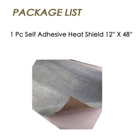 Fiberglass Heat Shield Tape With Aluminum Backing, Self Adhesive 12 By 48 Inch Insulation Sheet package and sample view
