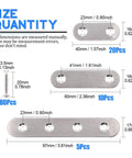 Sizes and quantities of Heavy Duty Stainless Steel Flat Straight Brace Brackets With Mending Plates And Reliable Hardware Includes Eighty Screw Kit.