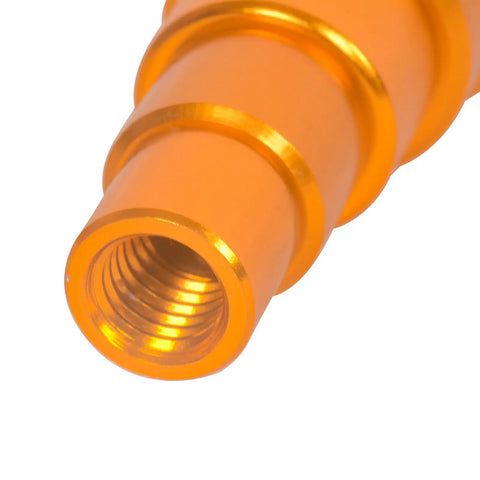 Close-up of an orange aluminum adapter for Rock Solid Heavy Duty Piston Pin Puller And Wrist Pin Remover Tool.