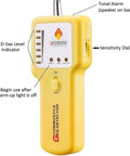 Gas Leak Detector Portable Sniffer For Propane Methane LPG LNG Fuel And Sewer Gas With 12 Inch Flexible Probe For Home RV And Industrial Use A Must Have For Safe Quick Detection, yellow handheld device with LED indicator and sensitivity dial