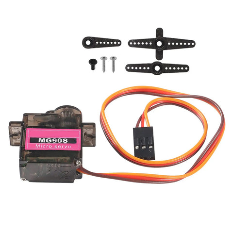 MG90S Micro Servo Pack 8 Pack 180 Degree 9G Geared Servos with metal gears and orange cables for RC planes, boats, and robots.