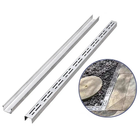 All In One Stainless Steel Trench Drainage System Kit With Outdoor Grate For Courtyards And Driveways, Heavy Duty French Drainage