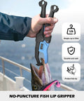 Front view of Sidomma Pro fishing tool kit with blue/black no-puncture lip gripper and pliers